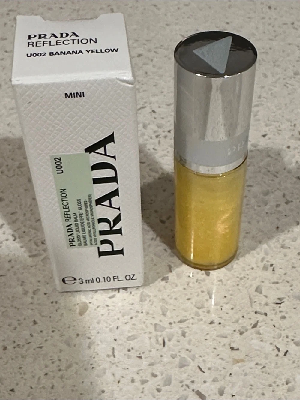 Prada Beauty Reflection Glossy Liquid Lip Balm-Banana Yellow 3ml Travel Size NIB